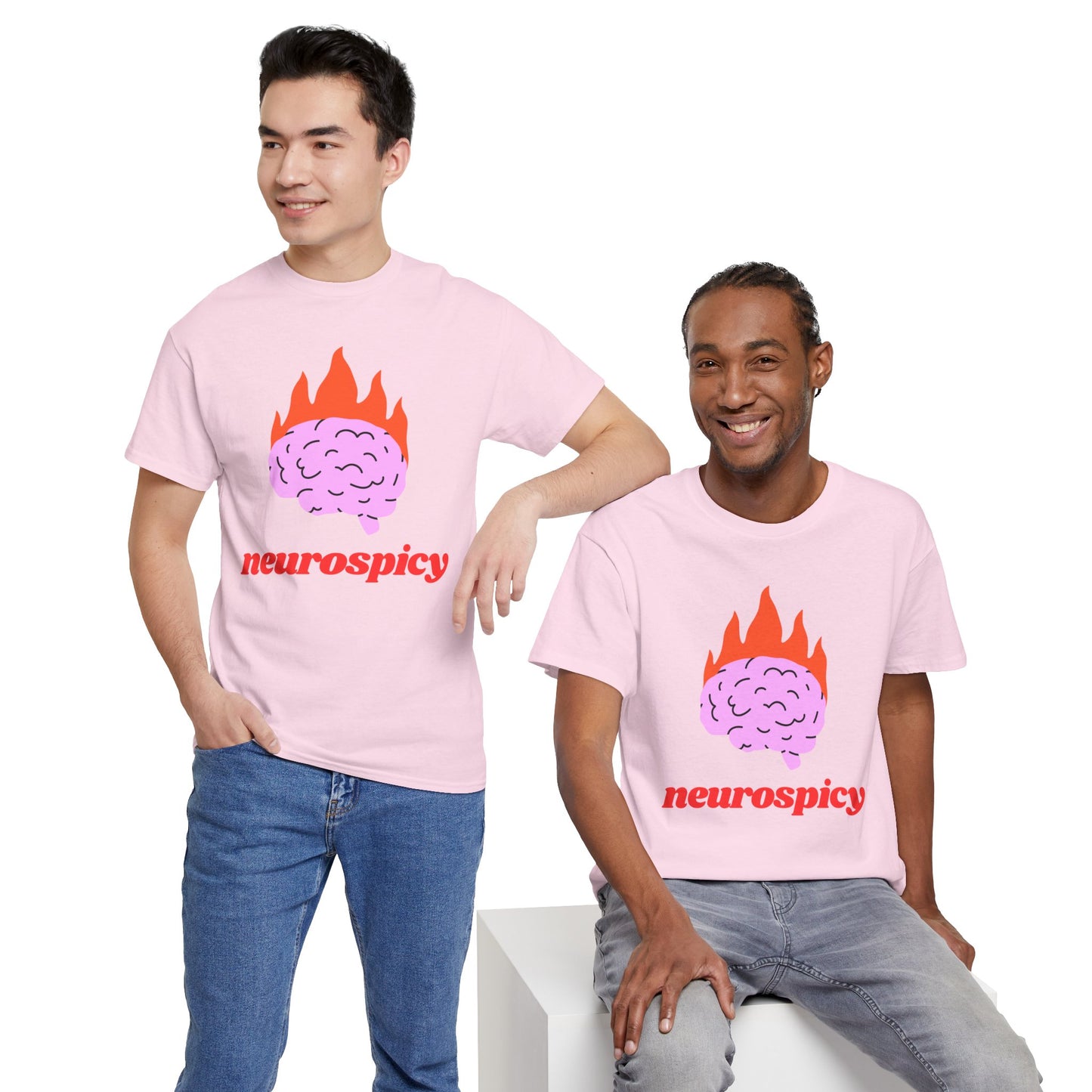 T-Shirt — 'neurospicy' Flaming Brain Graphic Tee