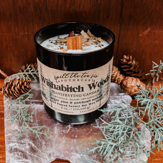 Wishabitch Woods Candle | Pine Patchouli Wood Wick Soy Candle