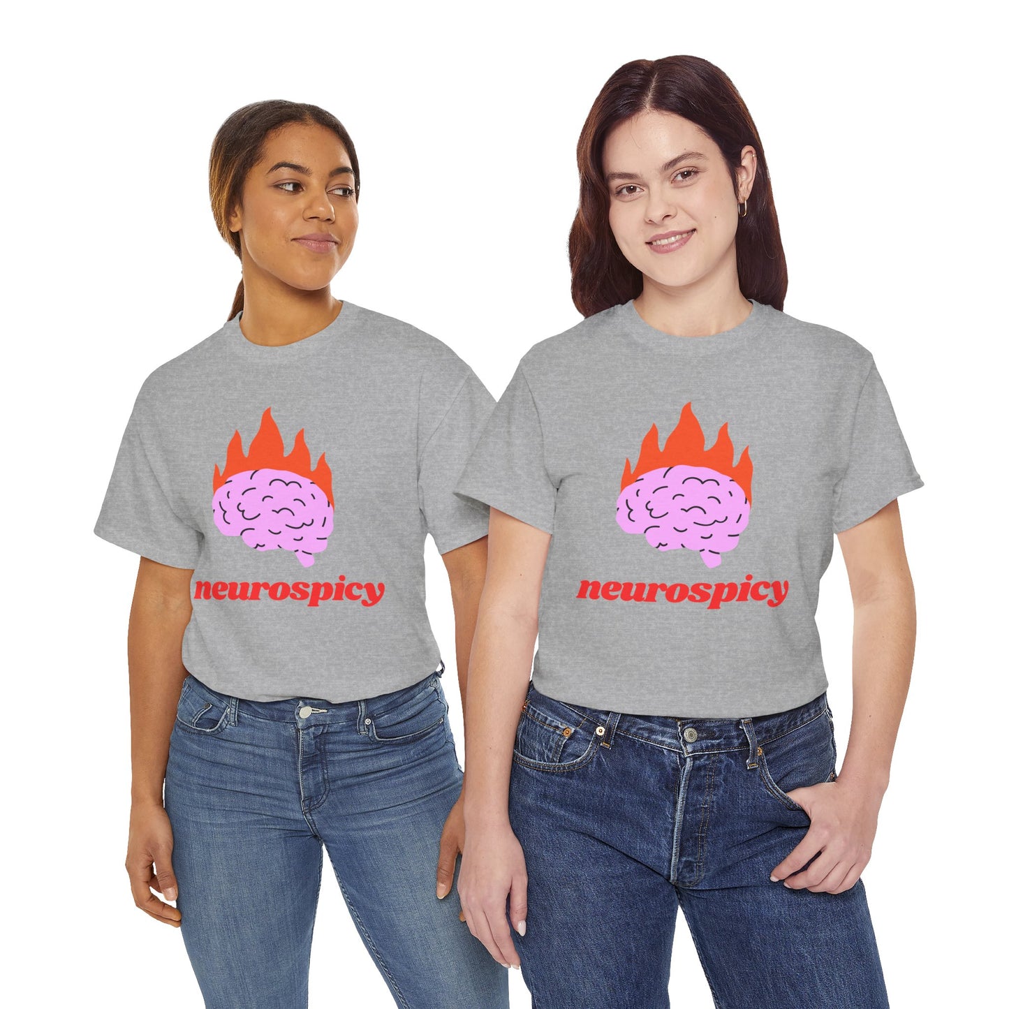 T-Shirt — 'neurospicy' Flaming Brain Graphic Tee