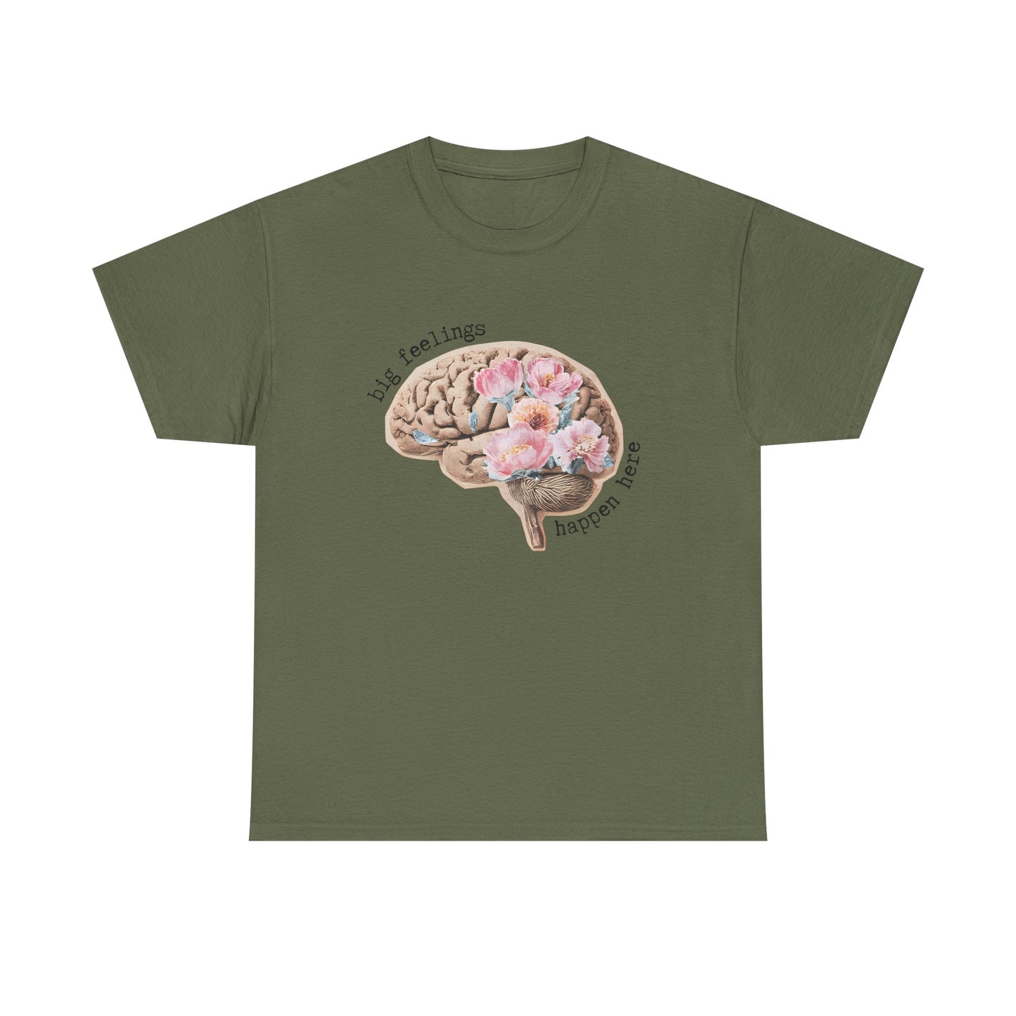 "Big Feelings Happen Here" Floral Brain Unisex T-Shirt