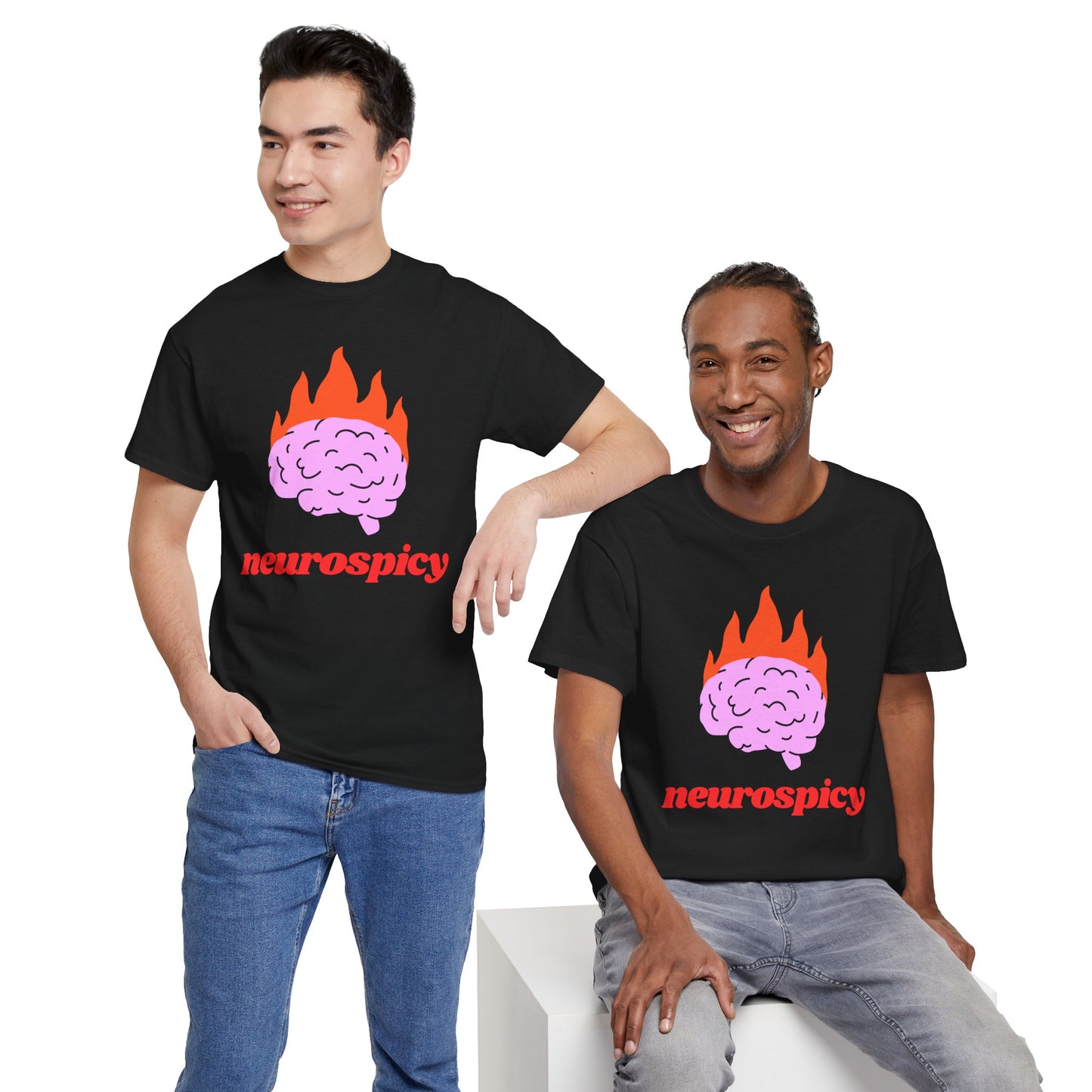 T-Shirt — 'neurospicy' Flaming Brain Graphic Tee