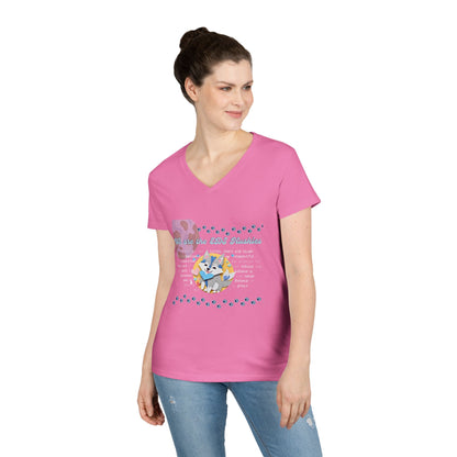 EDS Pledge Ladies' V-Neck T-Shirt (Baby Blue/White Logo)