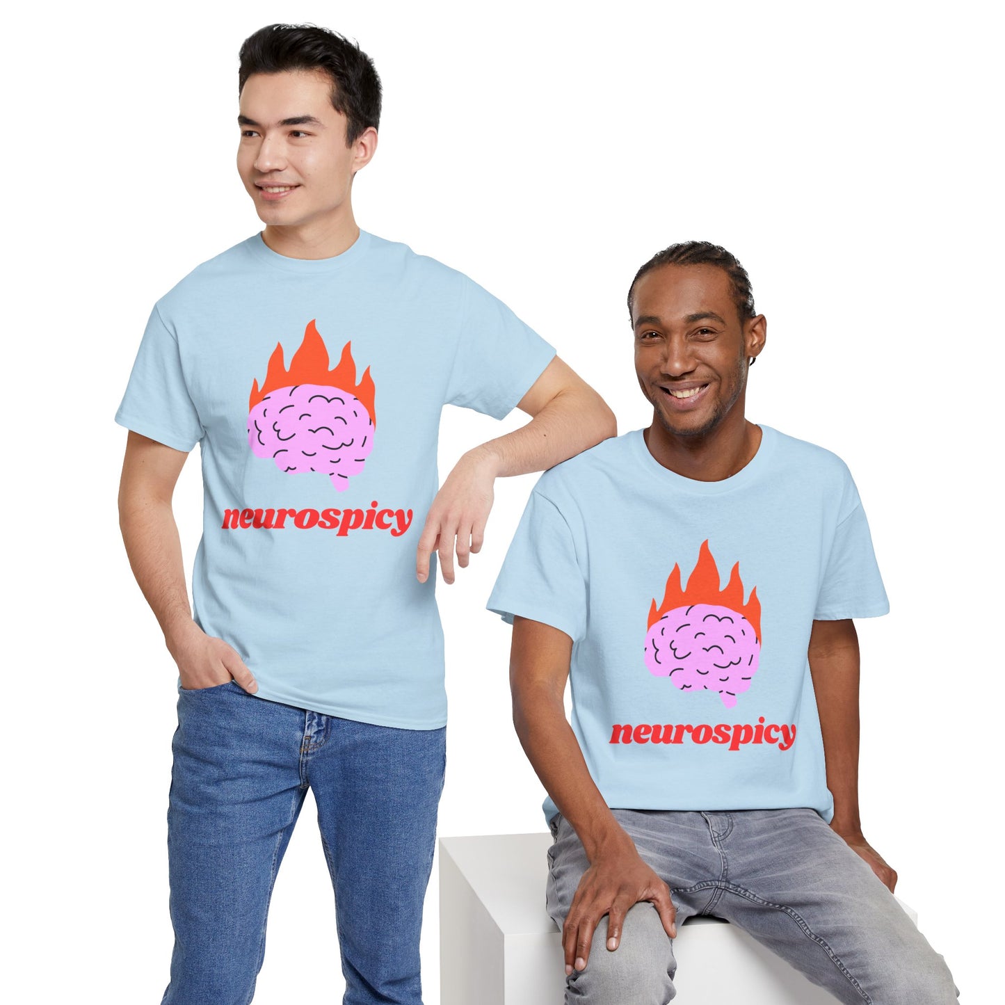 T-Shirt — 'neurospicy' Flaming Brain Graphic Tee
