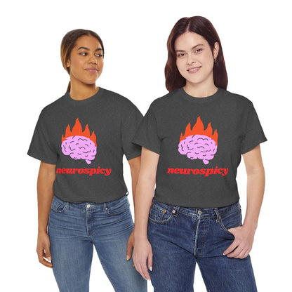 T-Shirt — 'neurospicy' Flaming Brain Graphic Tee