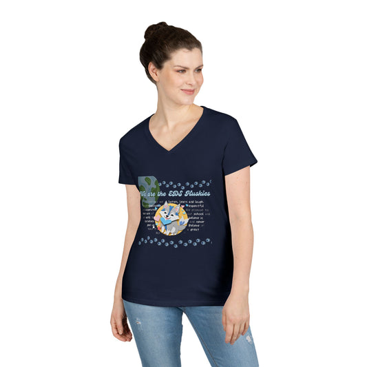EDS Pledge Ladies' V-Neck T-Shirt (Baby Blue/White Logo)