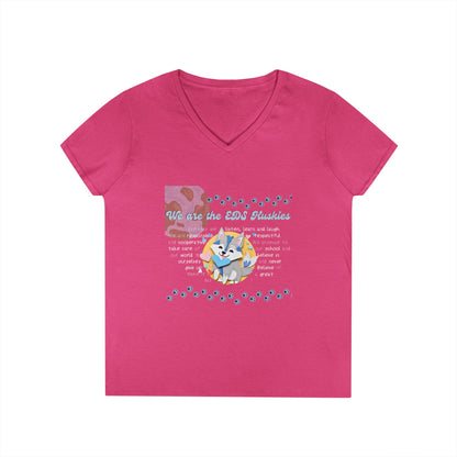 EDS Pledge Ladies' V-Neck T-Shirt (Baby Blue/White Logo)