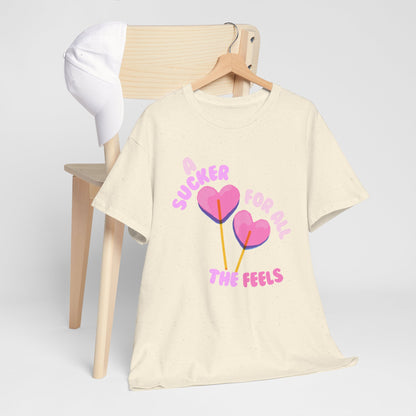 "A Sucker For All The Feels" Heart Lollipop Unisex T-Shirt