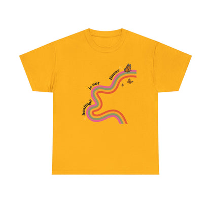 "Healing is not linear" Retro Rainbow Unisex T-Shirt