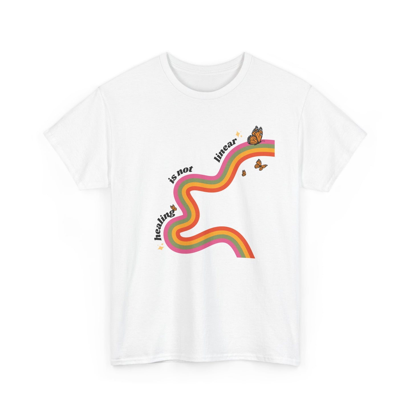 "Healing is not linear" Retro Rainbow Unisex T-Shirt