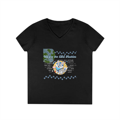 EDS Pledge Ladies' V-Neck T-Shirt (Baby Blue/White Logo)