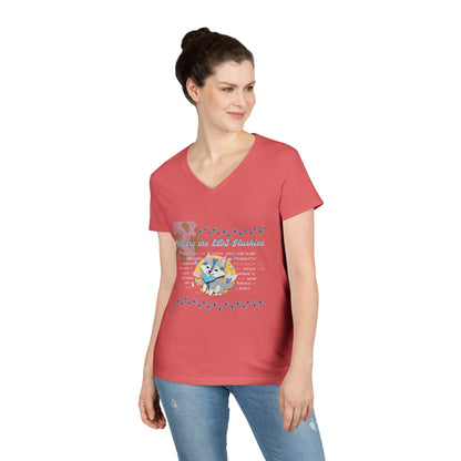 EDS Pledge Ladies' V-Neck T-Shirt (Baby Blue/White Logo)