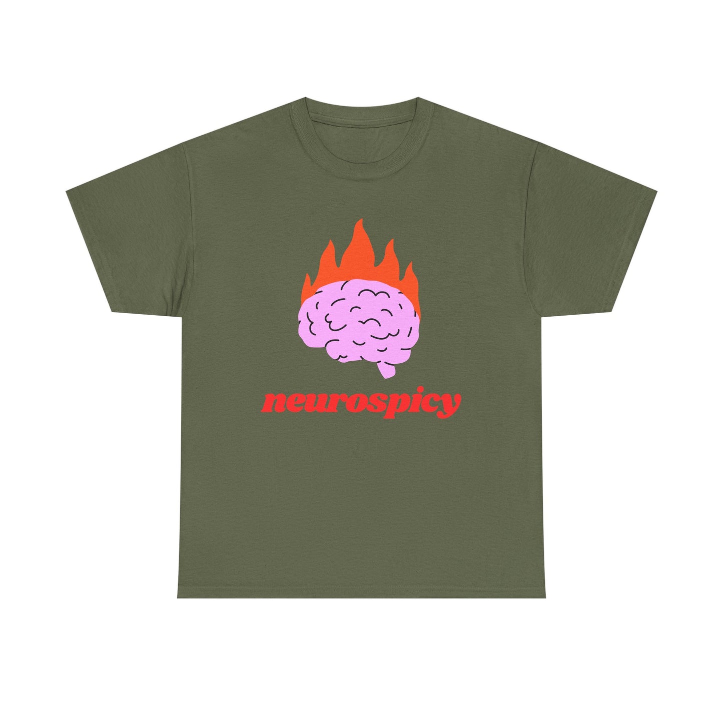 T-Shirt — 'neurospicy' Flaming Brain Graphic Tee