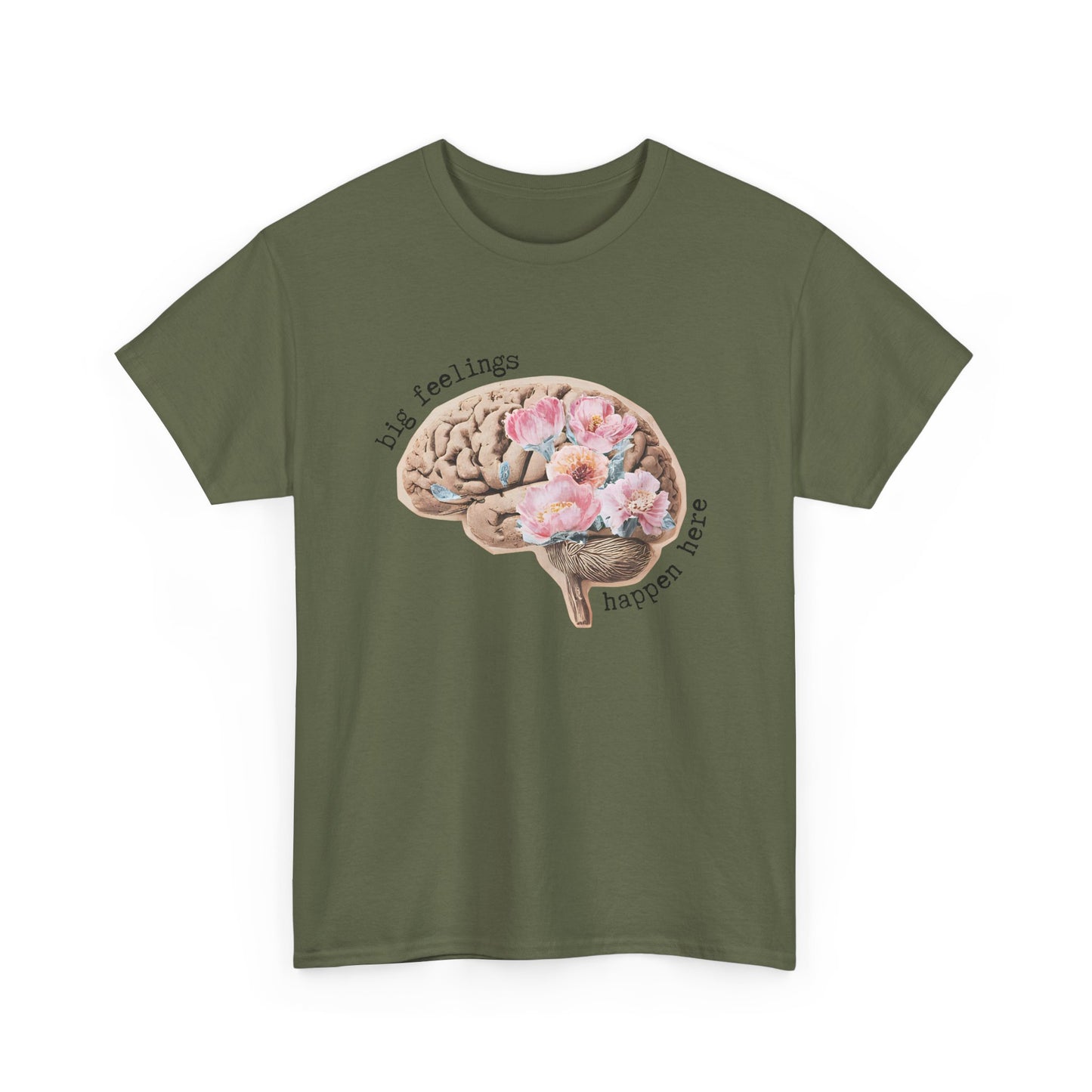 "Big Feelings Happen Here" Floral Brain Unisex T-Shirt