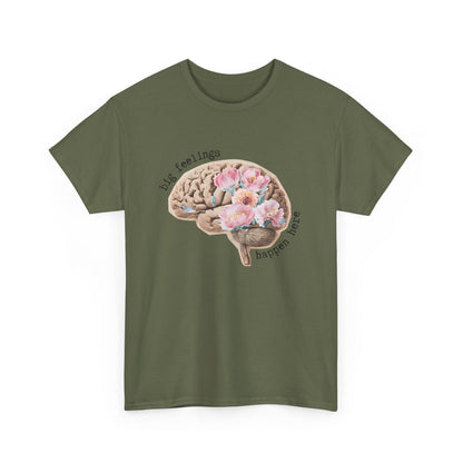 "Big Feelings Happen Here" Floral Brain Unisex T-Shirt