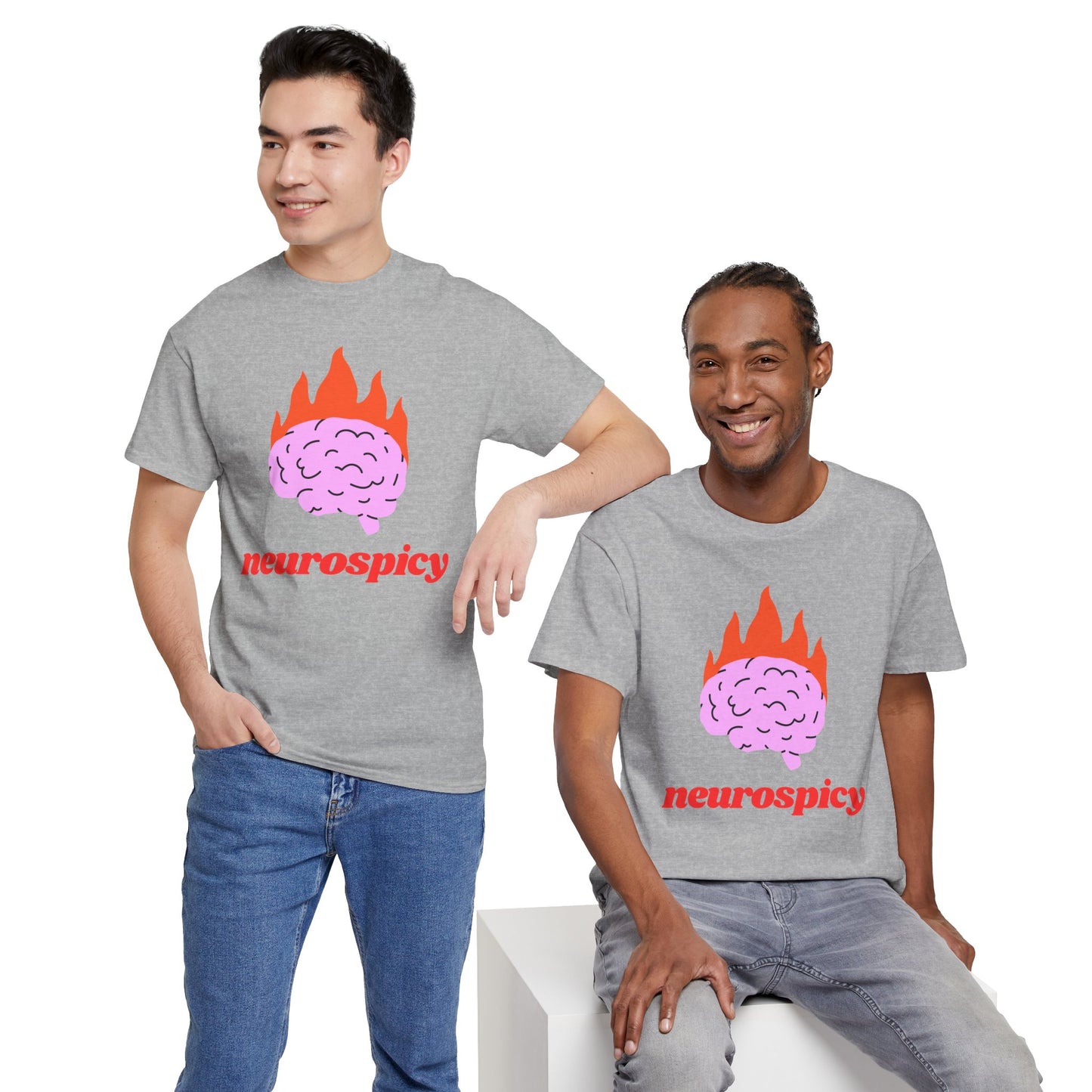 T-Shirt — 'neurospicy' Flaming Brain Graphic Tee