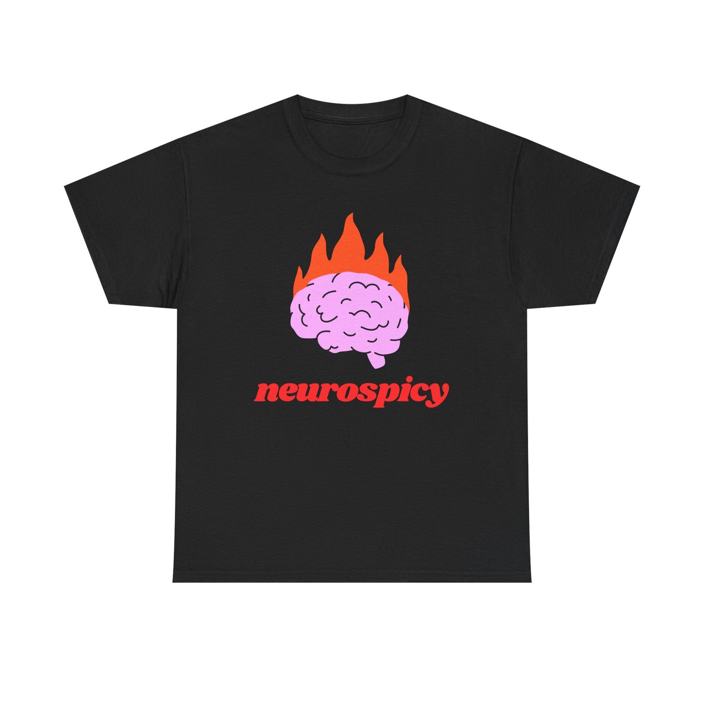 T-Shirt — 'neurospicy' Flaming Brain Graphic Tee
