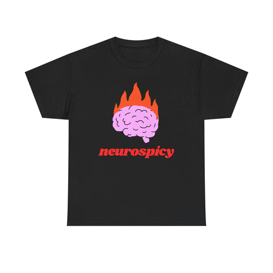 T-Shirt — 'neurospicy' Flaming Brain Graphic Tee