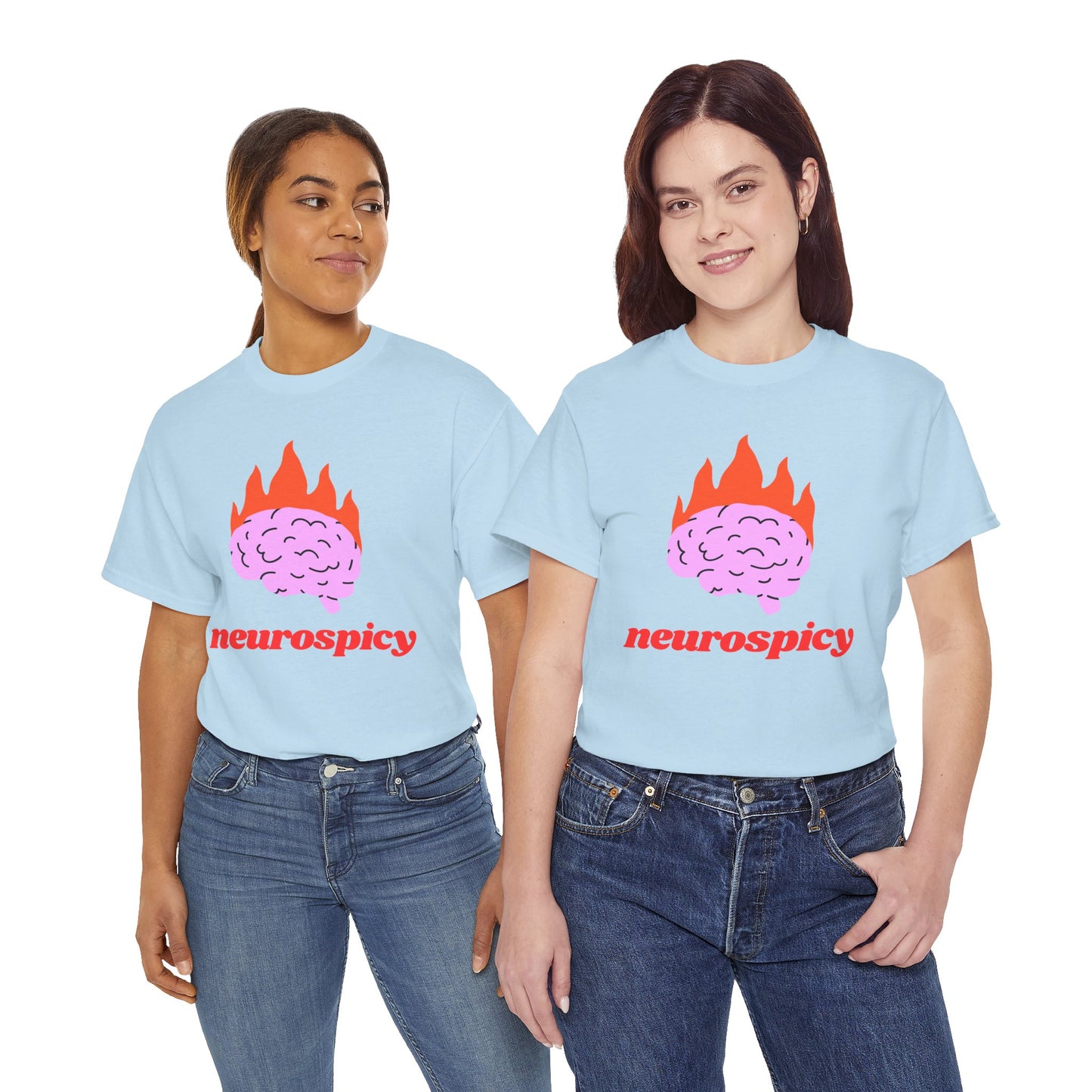 T-Shirt — 'neurospicy' Flaming Brain Graphic Tee