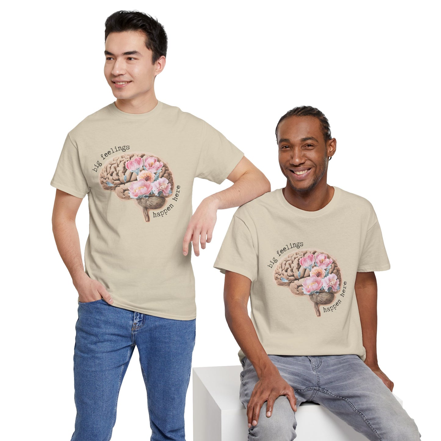 "Big Feelings Happen Here" Floral Brain Unisex T-Shirt