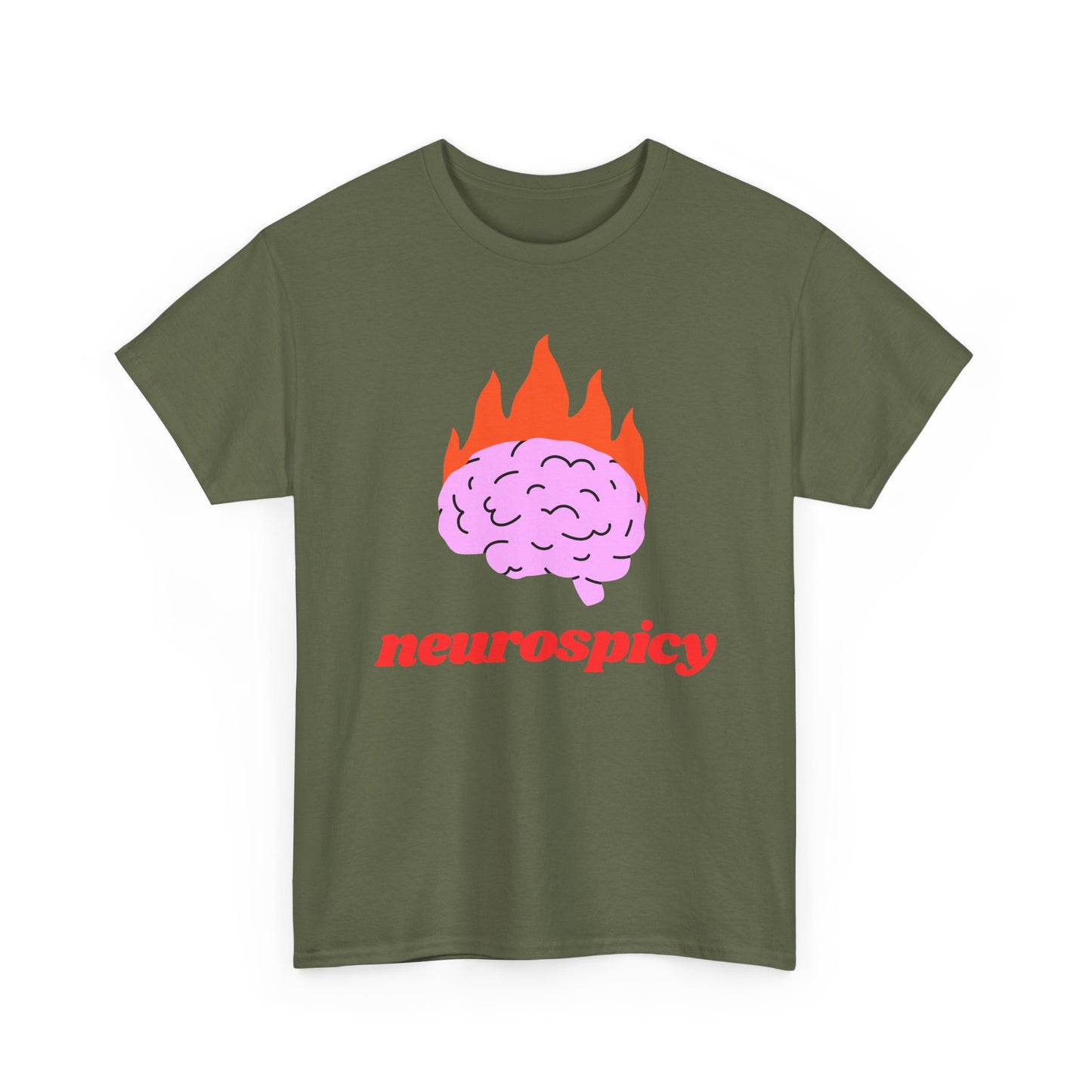 T-Shirt — 'neurospicy' Flaming Brain Graphic Tee