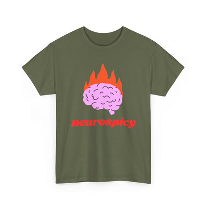 T-Shirt — 'neurospicy' Flaming Brain Graphic Tee