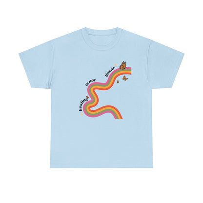 "Healing is not linear" Retro Rainbow Unisex T-Shirt