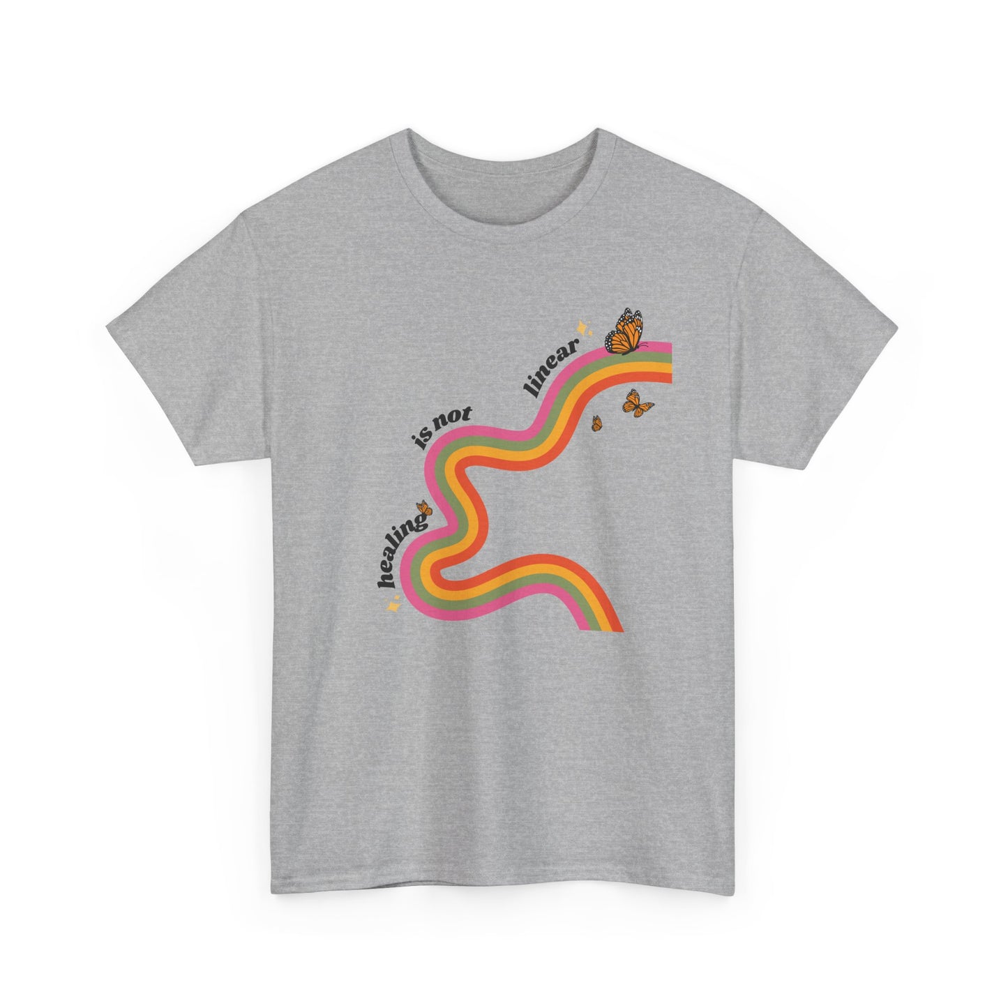 "Healing is not linear" Retro Rainbow Unisex T-Shirt