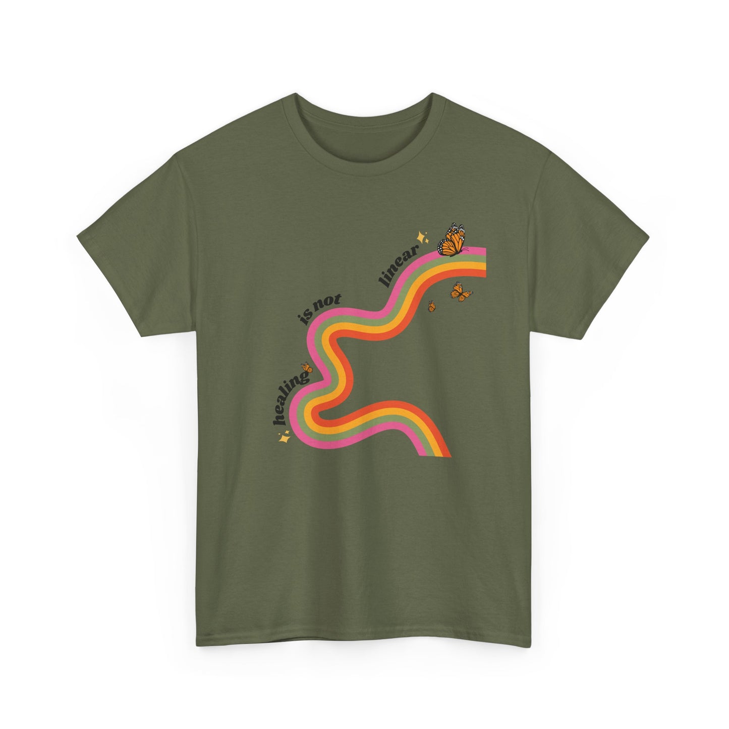 "Healing is not linear" Retro Rainbow Unisex T-Shirt