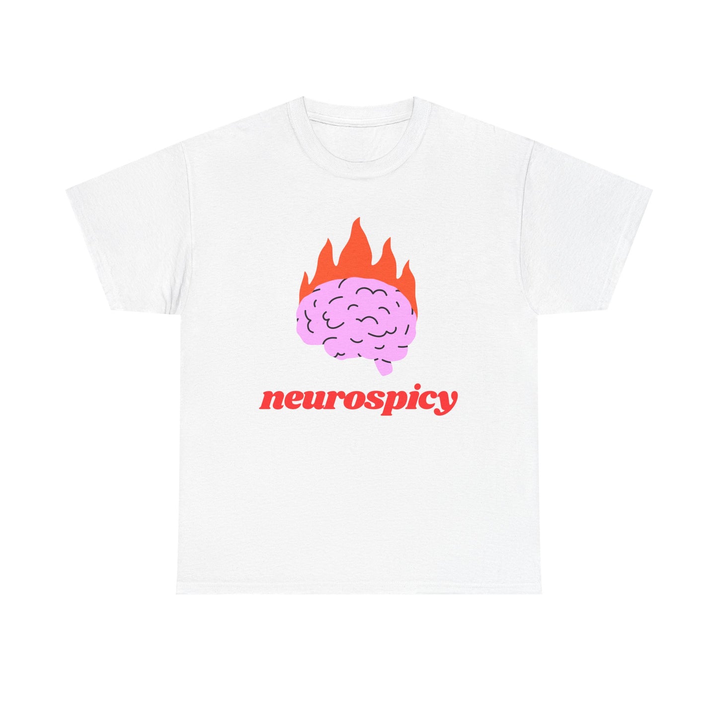 T-Shirt — 'neurospicy' Flaming Brain Graphic Tee
