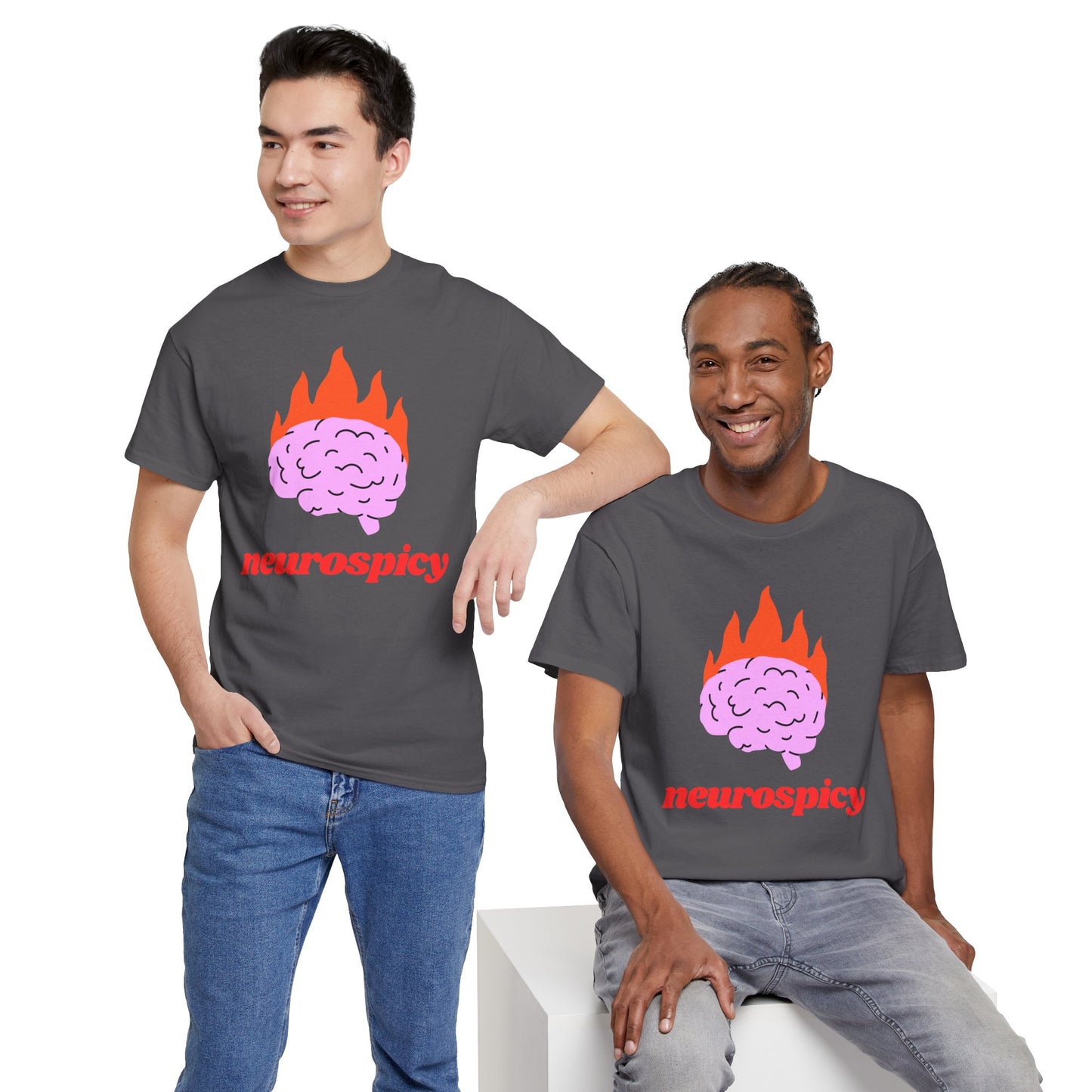 T-Shirt — 'neurospicy' Flaming Brain Graphic Tee