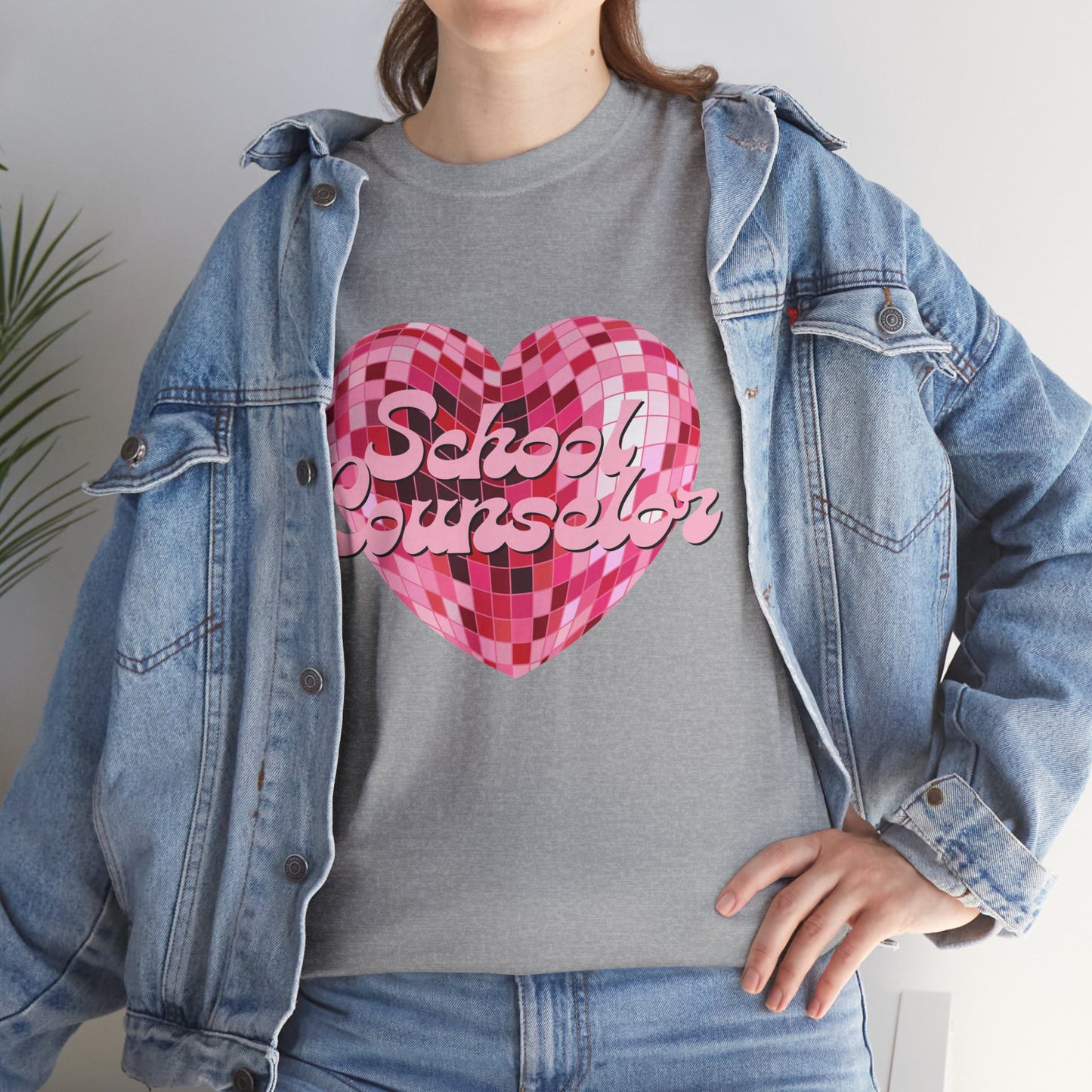 Pink Disco Heart School Counselor Unisex T-Shirt