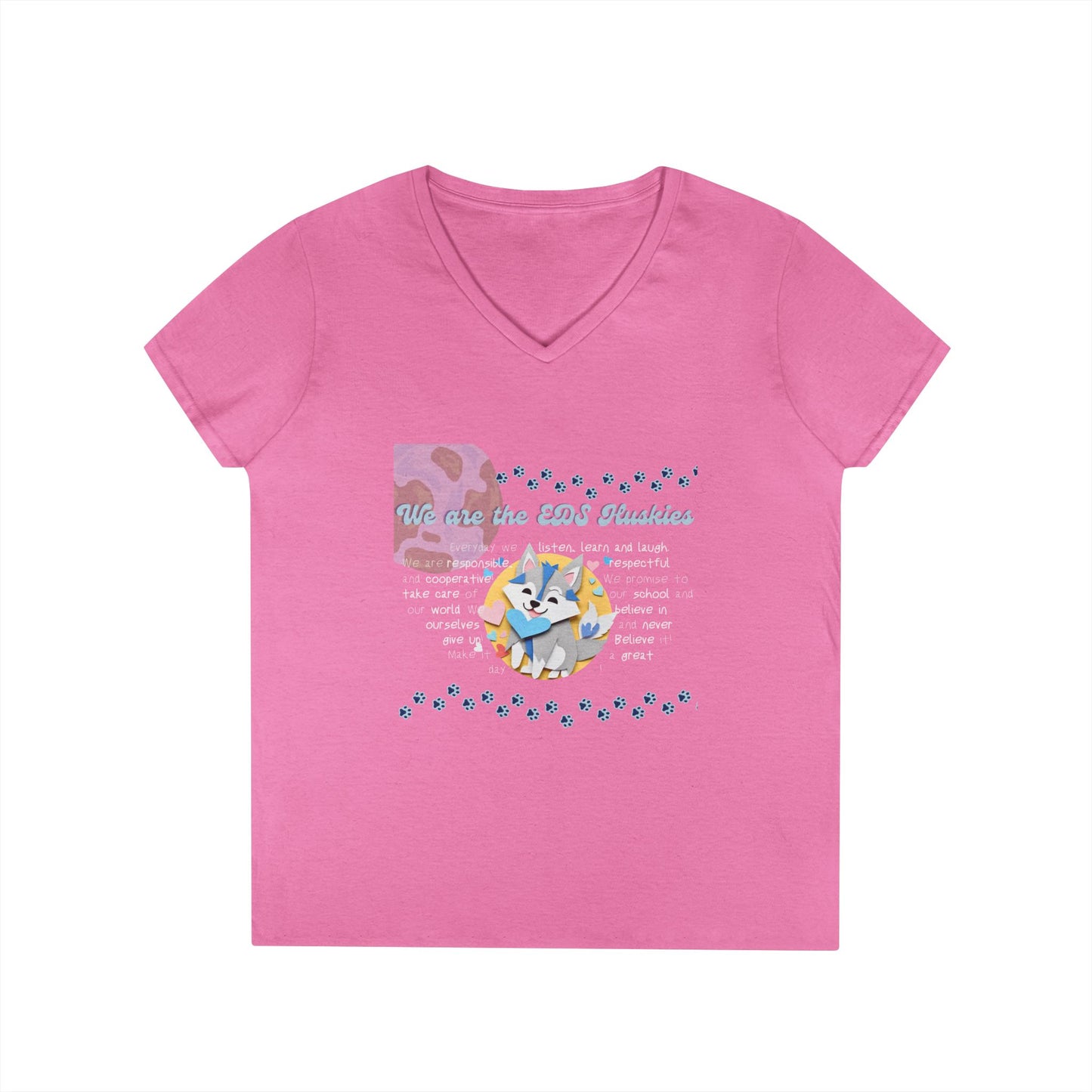 EDS Pledge Ladies' V-Neck T-Shirt (Baby Blue/White Logo)