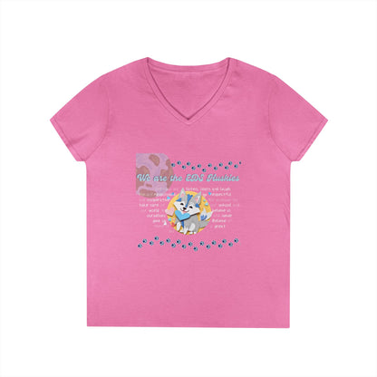 EDS Pledge Ladies' V-Neck T-Shirt (Baby Blue/White Logo)