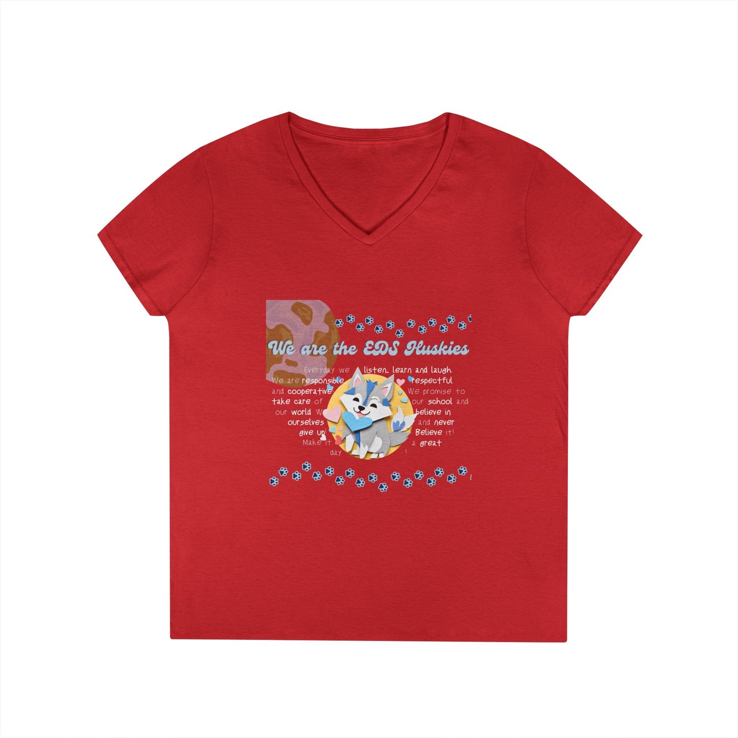 EDS Pledge Ladies' V-Neck T-Shirt (Baby Blue/White Logo)