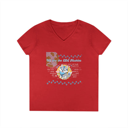 EDS Pledge Ladies' V-Neck T-Shirt (Baby Blue/White Logo)