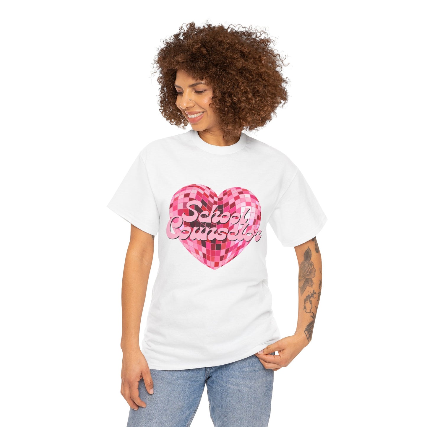 Pink Disco Heart School Counselor Unisex T-Shirt