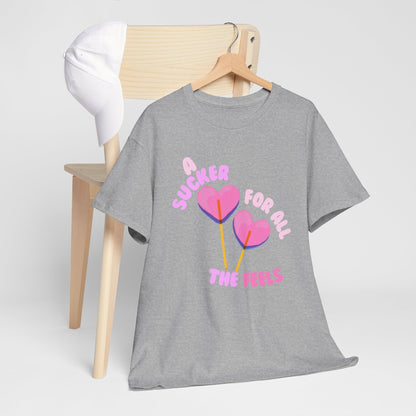 "A Sucker For All The Feels" Heart Lollipop Unisex T-Shirt