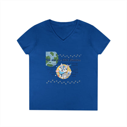 EDS Pledge Ladies' V-Neck T-Shirt (Navy & Baby Blue Logo)
