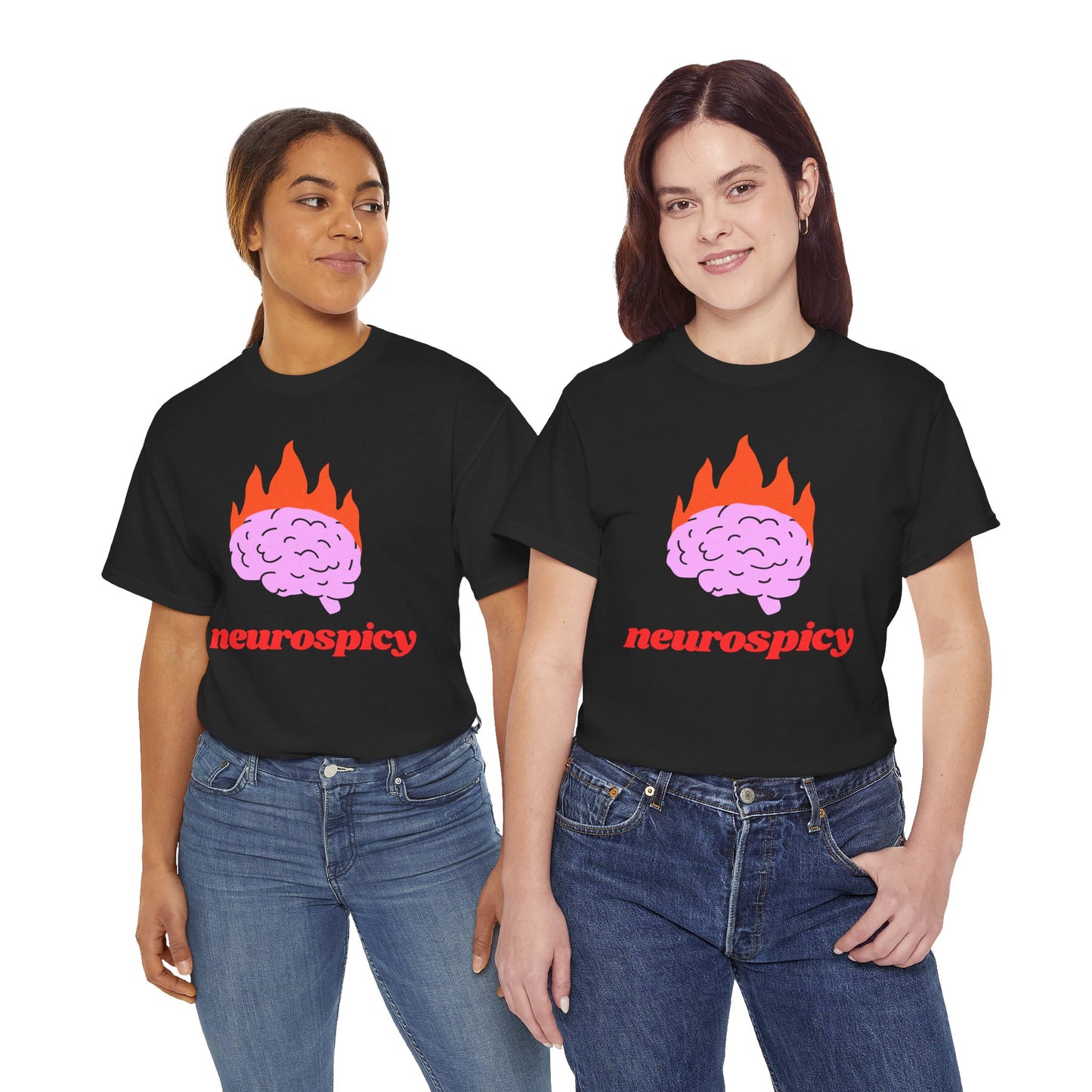 T-Shirt — 'neurospicy' Flaming Brain Graphic Tee