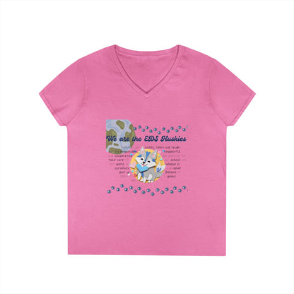 EDS Pledge Ladies' V-Neck T-Shirt (Navy & Baby Blue Logo)