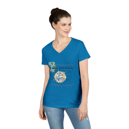 EDS Pledge Ladies' V-Neck T-Shirt (Navy & Baby Blue Logo)