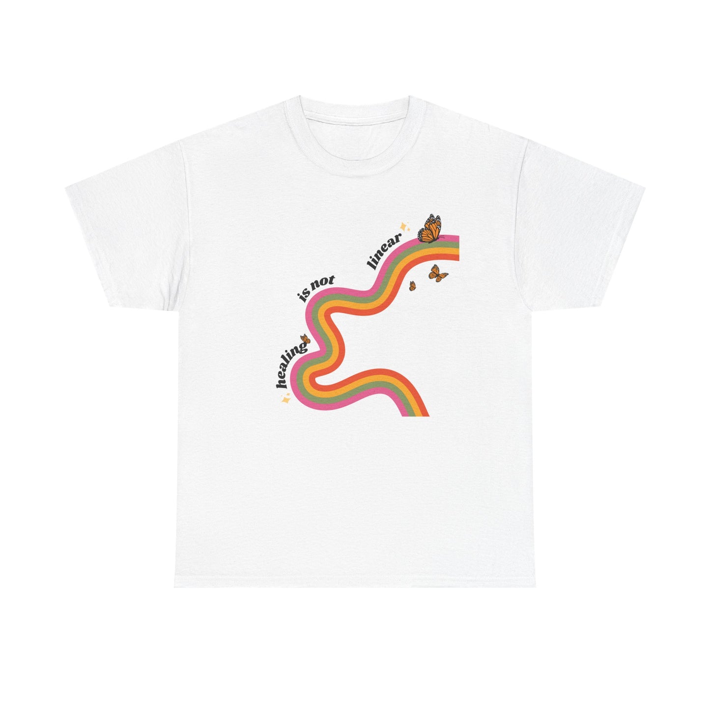 "Healing is not linear" Retro Rainbow Unisex T-Shirt