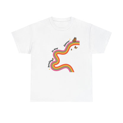 "Healing is not linear" Retro Rainbow Unisex T-Shirt