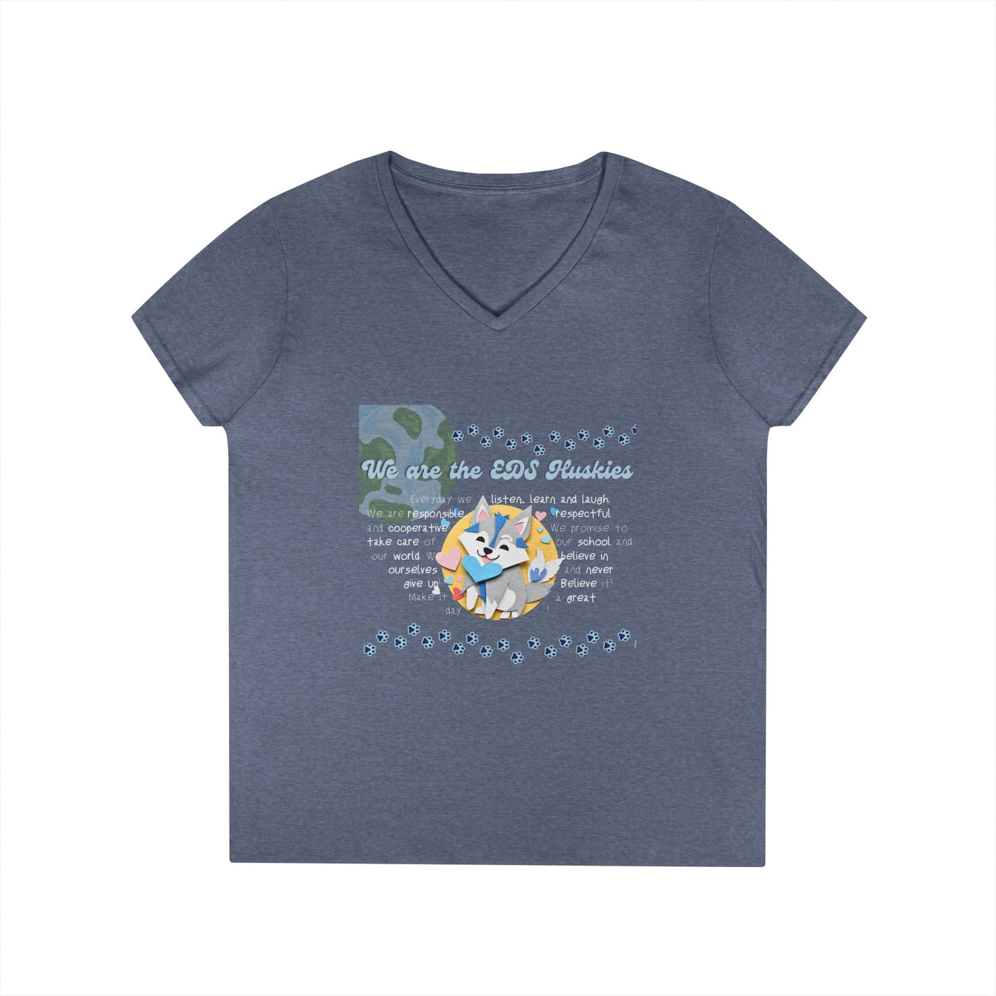 EDS Pledge Ladies' V-Neck T-Shirt (Baby Blue/White Logo)