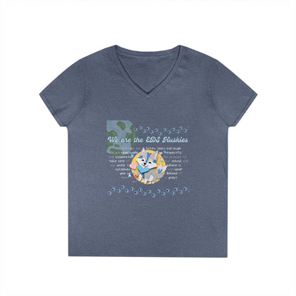 EDS Pledge Ladies' V-Neck T-Shirt (Baby Blue/White Logo)