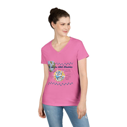 EDS Pledge Ladies' V-Neck T-Shirt (Navy & Baby Blue Logo)
