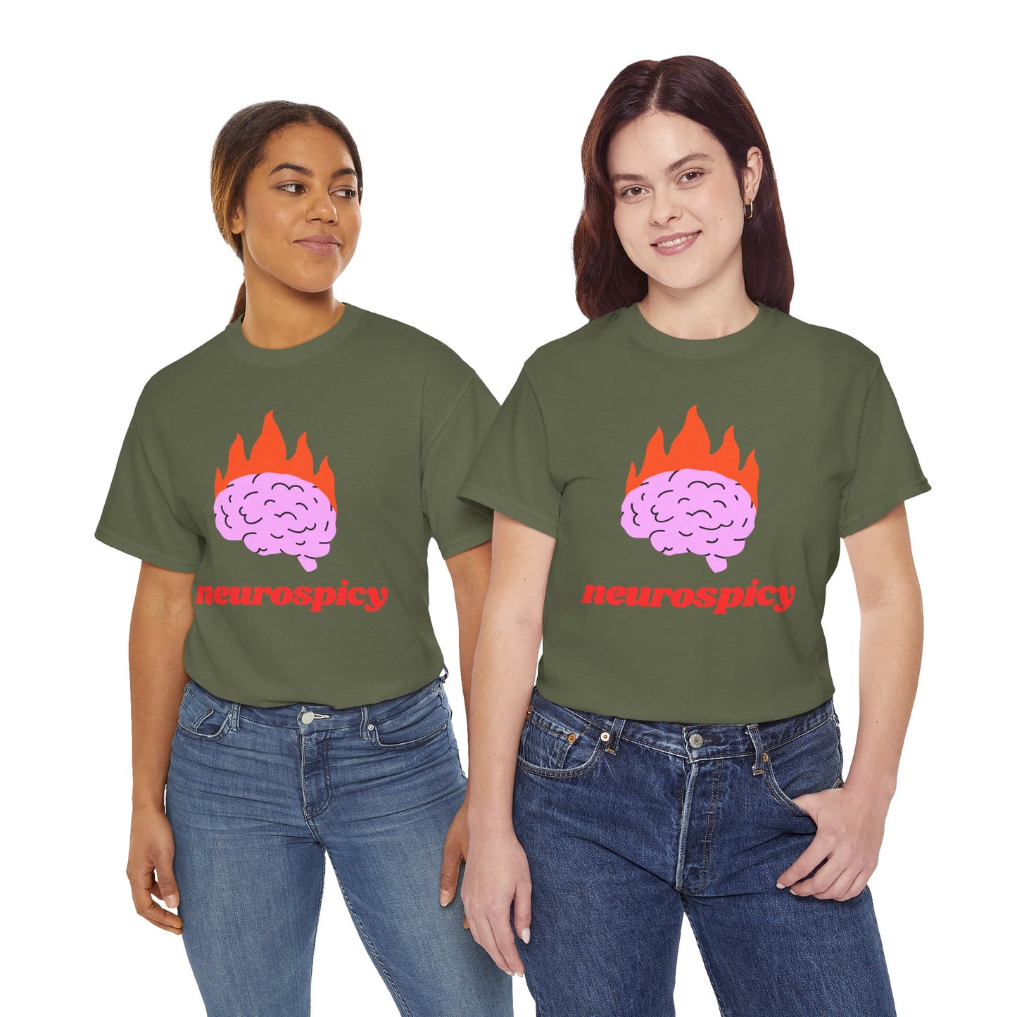 T-Shirt — 'neurospicy' Flaming Brain Graphic Tee