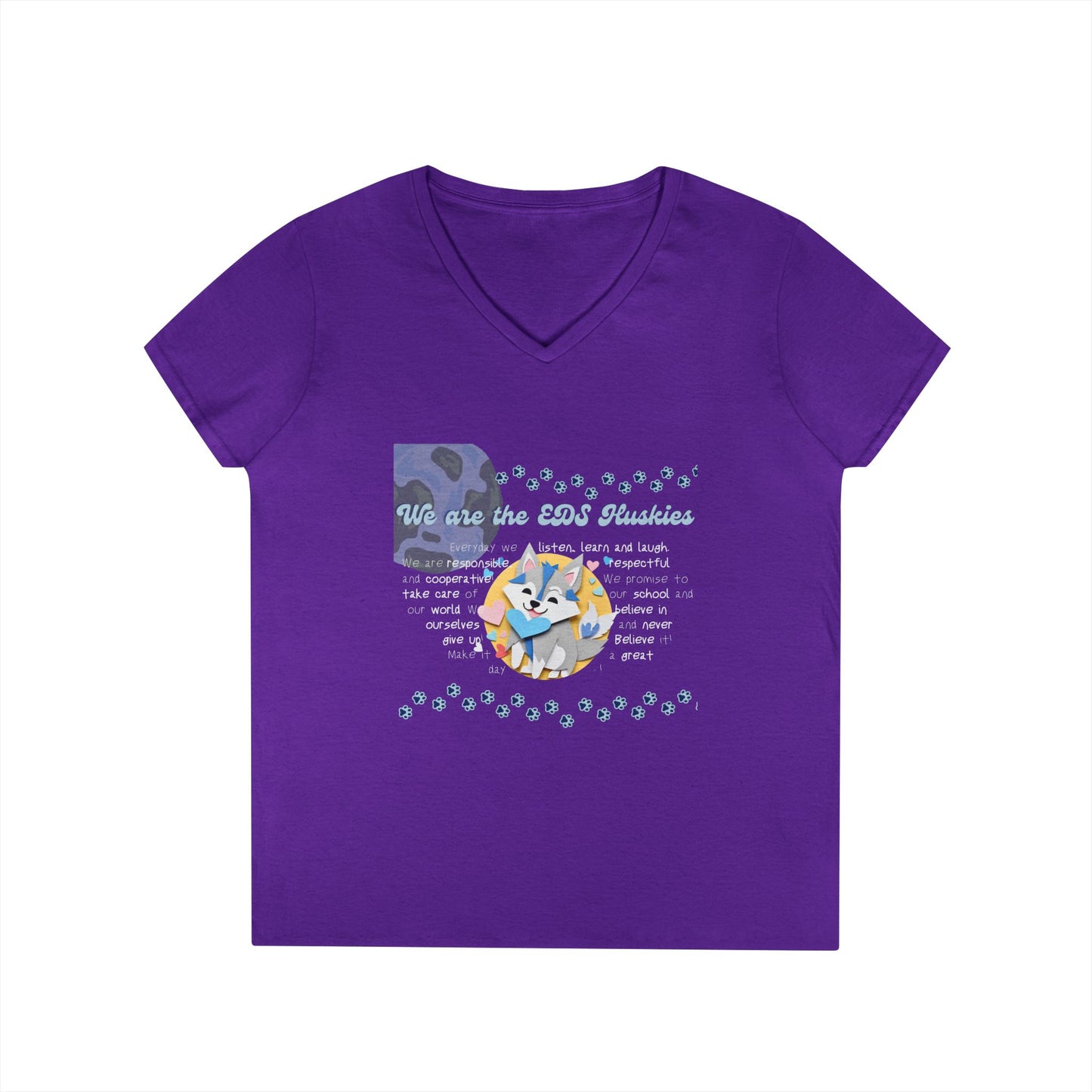 EDS Pledge Ladies' V-Neck T-Shirt (Baby Blue/White Logo)