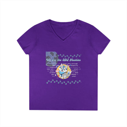 EDS Pledge Ladies' V-Neck T-Shirt (Baby Blue/White Logo)