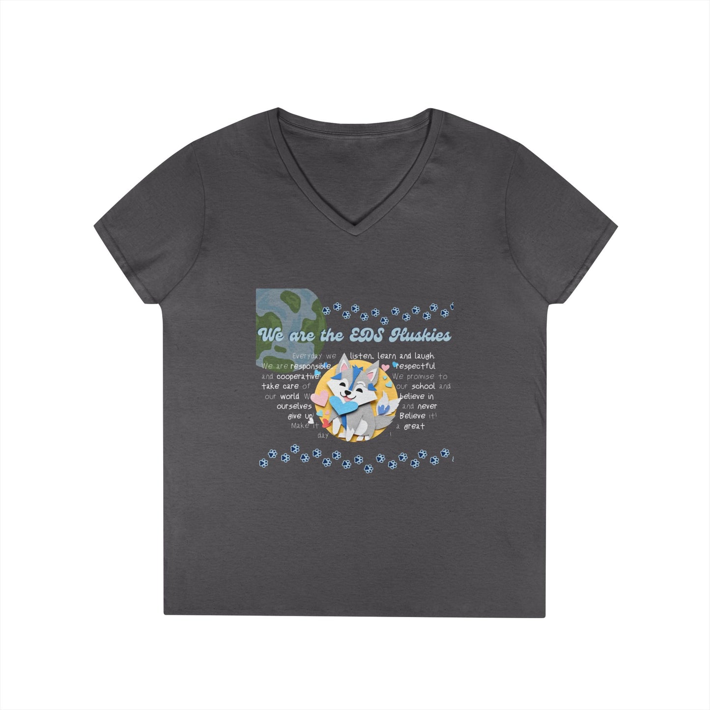 EDS Pledge Ladies' V-Neck T-Shirt (Baby Blue/White Logo)